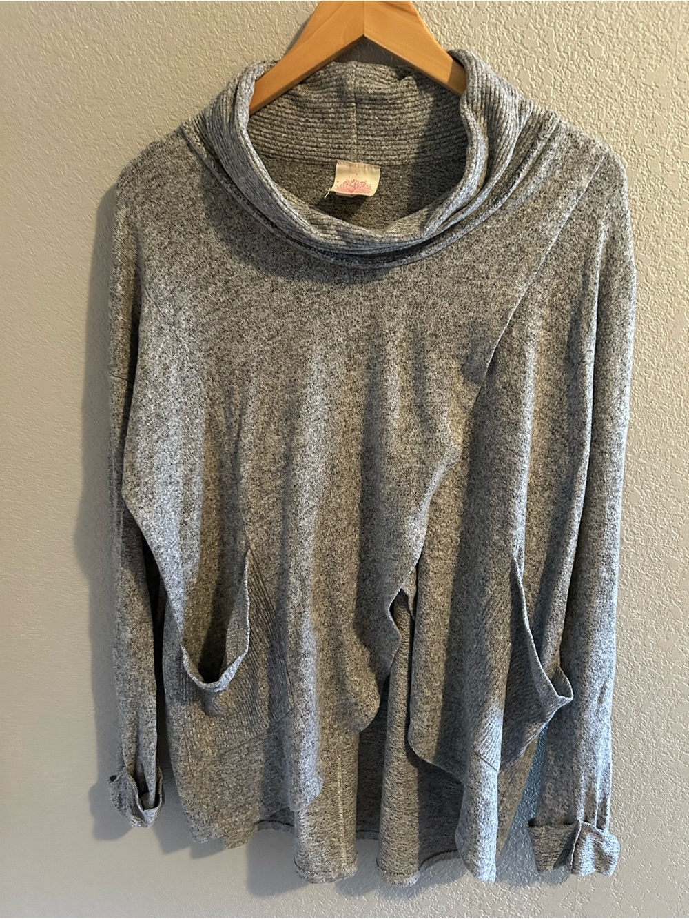Freeloader Light Grey Cowl Neck Sweater with Pockets